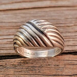 Cellini Sterling Domed Woven Design Contemporary Ring